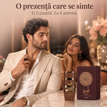 Parfum Arăbesc Asad Bourbon Lattafa 100 ml, Apă de Parfum Bărbat, Aromă Oriental Condimentată cu Lavandă, Piper Roz, Prună, Cacao, Davana, Nucșoară, Bourbon, Ambră, Vanilie și Vetiver - Img 5