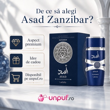 Parfum Arăbesc Asad Zanzibar Lattafa 100 ml, Apă de Parfum Bărbați, Inspirat Le Beau Jean Paul Gaultier, Aromă Floral Gurmandă cu Lavandă, Piper Negru, Iris, Nucă de Cocos, Sare, Tămâie și Vanilie - Img 9