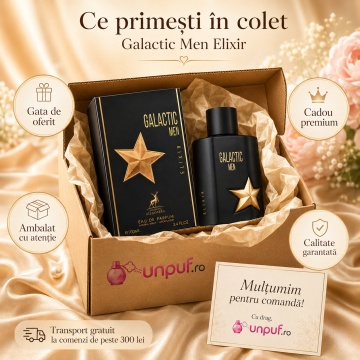 Parfum Arăbesc Bărbat Galactic Men Elixir Maison Alhambra 100 ml, Apă de Parfum, Aromă Oriental Vanilată cu Tutun, Miere, Cacao, Labdanum, Paciuli, Vanilie, Ambră, Bergamotă, Piper Roz și Ciocolată Neagră - Img 4
