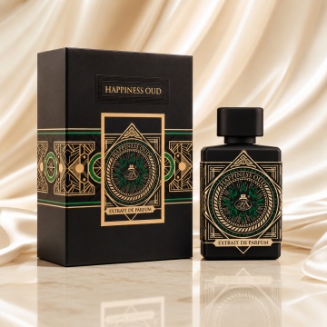 Parfum Arăbesc Bărbat Happiness Oud French Avenue 80 ml, Extrait de Parfum, Inspirat de Initio Oud For Happiness, Aromă Oriental Florală cu Oud, Litchi, Bergamotă, Șofran, Iasomie, Pralină, Trandafir, Ambră, Mosc, Vanilie, Citrice, Ghimbir și Note Lemnoas