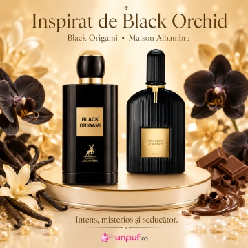Parfum Arăbesc Black Origami Maison Alhambra 100 ml, Apă de Parfum Unisex, Damă și Bărbat, Inspirat Black Orchid Tom Ford, Aromă Oriental Florală cu Trufe, Ylang Ylang, Coacăze Negre, Gardenie, Iasomie, Orhidee, Ciocolată, Vanilie, Tămâie, Ambră și Mosc A - Img 8