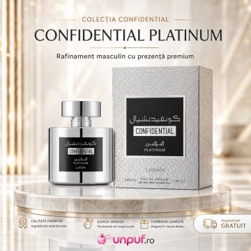 Parfum Arăbesc Confidential Platinum Lattafa 100 ml, Apă de Parfum Bărbați, Aromă Lemnos Aromatică Fresh Sportivă cu Chiparos, Bergamotă, Citrice, Piper Negru, Note Marine, Note Lemnoase, Tămâie, Ambră Gri, Labdanum, Mosc și Mușchi - Img 10