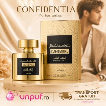 Parfum Arăbesc Confidential Private Gold Lattafa 100 ml, Apă de Parfum Unisex, Damă și Bărbat, Inspirat Kirke Tiziana Terenzi, Aromă Aromatic Fructată Tropicală cu Coacăză Neagră, Fructul Pasiunii, Piersică, Zmeură, Pară, Lăcrămioară, Lemn de Santal, Mosc - Img 10