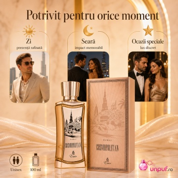Parfum Arăbesc Cosmopolitan Dubai Emir 100 ml, Apă de Parfum Bărbat, Aromă Floral Fructat Urbană, Lemnoasă, Ambrată și Cald Condimentată, Inspirată de Falkar Bvlgari - Img 6