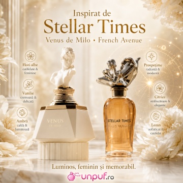 Parfum Arăbesc Damă Venus De Milo French Avenue 100 ml, Apă de Parfum, Inspirat de Stellar Times Louis Vuitton, Aromă Florală Luminoasă și Catifelată cu Flori Albe, Citrice, Vanilie, Caramel, Mosc, Note Pudrate, Ambră, Lemn de Cedru și Note Calde - Img 8