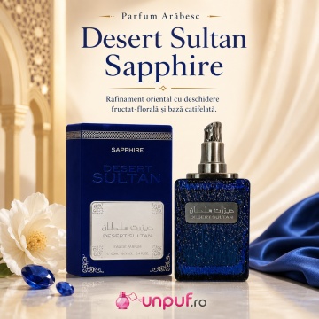 Parfum Arăbesc Desert Sultan Sapphire Ard Al Zaafaran 100 ml, Apă de Parfum Bărbat, Aromă Oriental Condimentată cu Bergamotă, Cardamom, Șofran, Tămâie, Trandafir, Oud, Ambră, Santal și Mosc - Img 3