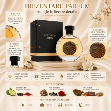 Parfum Arăbesc Don Vintage Oud Eau de Parfum 100 ml, Bărbați, French Avenue, Inspirat Ombre Nomade Louis Vuitton, Aromă Lemnos Oud Vintage cu Bergamotă, Piper, Șofran, Cedru, Tămâie, Trandafir, Oud, Ambră, Piele și Vetiver - Img 3