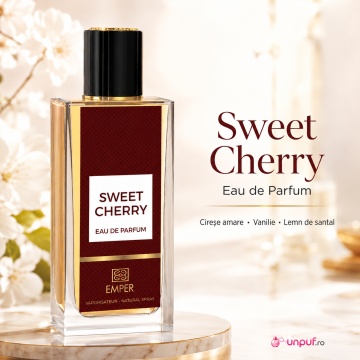 Parfum Arăbesc Emper Blanc Collection Sweet Cherry 85 ml, Apă de Parfum Damă, Inspirat Lost Cherry, Aromă Fructat Gurmandă Dulce și Seducătoare cu Cireșe, Fructe Roșii, Migdale Amare, Lichior de Cireșe, Iasomie, Trandafir, Tonka, Lemn Dulce, Mosc și Vanil - Img 3