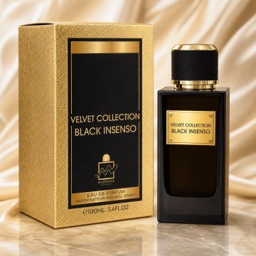 Parfum Arăbesc Emper Velvet Collection Black Insenso 100 ml, Apă de Parfum Unisex, Damă și Bărbat, Inspirat Velvet Incenso, Aromă Oriental Tămâioasă cu Piper Negru, Rășină Elemi, Tămâie, Turmeric, Benzoină, Paciuli, Lemn de Agar Oud, Cașmeran, Vanilie, Am
