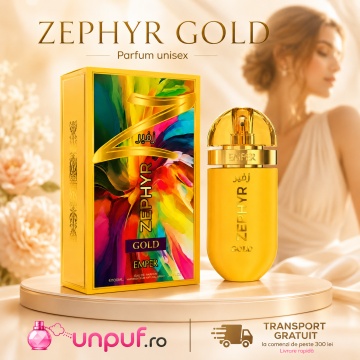 Parfum Arăbesc Emper Zephyr Gold 100 ml, Apă de Parfum Unisex, Damă și Bărbat, Inspirat Erba Gold, Aromă Oriental Ambrată Fructată și Luminoasă cu Citrice, Condimente, Șofran, Rășini, Flori Albe, Note Balsamice, Cedru, Ambră, Mosc și Vanilie - Img 10