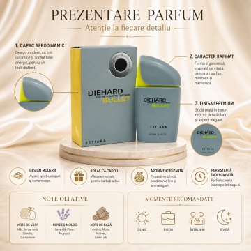 Parfum Arăbesc Estiara Die Hard Bullet With Sleeve 100 ml, Unisex, Damă, Bărbat, edp - Img 4