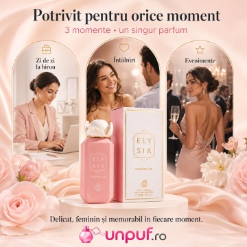 Parfum Arăbesc Fragrance World Elysia Marshmallow 100 ml, Apă de Parfum Damă, Aromă Gurmand Dulce cu Caramel, Fructe Dulci, Zahăr, Praline, Flori Albe, Note Cremoase, Tonka, Ambră, Mosc și Vanilie - Img 6