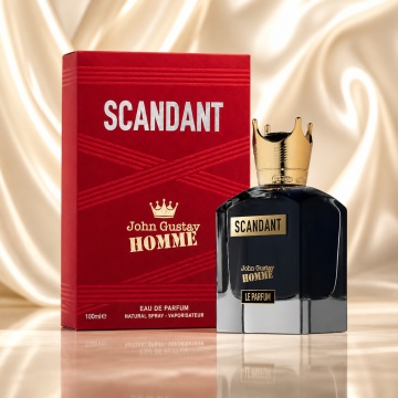 Parfum Arăbesc Fragrance World John Gustav Homme Scandant 100 ml, Apă de Parfum Bărbat, Aromă Aromatic Lemnoasă cu Grapefruit, Bergamotă, Piper, Geranium, Lavandă, Salvie, Ambră, Cedru, Mosc și Vetiver