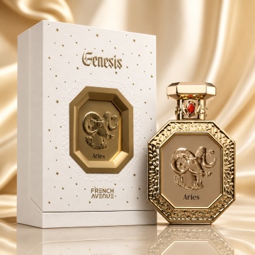 Parfum Arăbesc Genesis Aries French Avenue 90 ml, Apă de Parfum Unisex, Damă și Bărbat, Inspirat Cavatina, Aromă Aromatic Orientală Fructat Florală cu Citrice, Condimente, Note Proaspete, Accente Fructate, Flori Albe, Lavandă, Note Calde, Lemn de Cedru, A