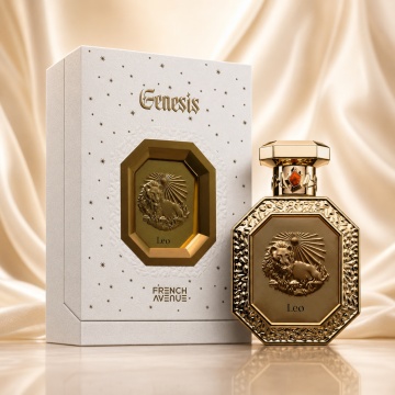 Parfum Arăbesc Genesis Leo French Avenue 90 ml, Apă de Parfum Unisex, Damă și Bărbat, Inspirat Bleecker Street, Aromă Aromatic Orientală Pudrat Lemnoasă cu Citrice, Condimente, Note Proaspete, Flori Albe, Lavandă, Iris, Vanilie, Lemn de Cedru, Ambră și Mo
