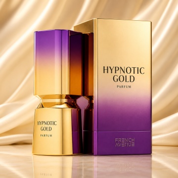 Parfum Arăbesc Hypnotic Gold French Avenue 100 ml, Apă de Parfum Unisex, Damă și Bărbat, Inspirat A Night In Marrakesh, Aromă Oriental Ambrată Dulce și Cald Condimentată cu Șofran, Citrice, Rășini, Flori Albe, Note Balsamice, Vanilie, Iris, Miere, Lemn de