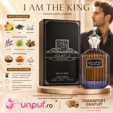 Parfum Arăbesc I Am The King Ard Al Zaafaran 100 ml, Apă de Parfum Bărbați, Inspirat Sauvage Dior, Aromă Aromatic Fougere cu Bergamotă, Lămâie, Mandarină, Piper, Lavandă, Anason, Ambră, Labdanum și Vanilie - Img 9