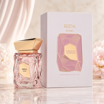 Parfum Arăbesc Irida French Avenue 100 ml, Apă de Parfum Damă, Inspirat Electric Cherry, Aromă Floral Fructată cu Cireșe, Note Dulci, Citrice, Condimente, Flori Albe, Lavandă, Mosc, Note Pudrate, Lemn de Cedru și Ambră