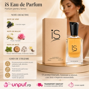 Parfum Arăbesc IS Fragrance World 75 ml, Apă de Parfum Damă, Aromă Chypre Fructată, Feminină și Elegantă, cu Coacăză Neagră, Frezie, Trandafir, Ambroxan, Note Lemnoase, Paciuli și Vanilie - Img 9