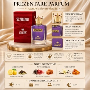 Parfum Arăbesc John Gustav Homme Scandant Eau de Parfum 100 ml, Bărbat, Aromă Oriental Lemnos Gourmand cu Mandarină, Piper, Salvie, Tonka, Caramel, Lavandă, Ambră, Lemn Cald și Vetiver - Img 3