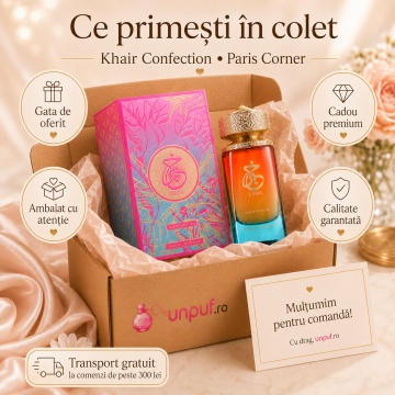 Parfum Arăbesc Khair Confection Paris Corner 100 ml, Apă de Parfum Unisex Damă și Bărbat, Aromă Oriental Vanilată, Gurmandă, Floral Fructată, Pară, Frișcă, Cașmir, Iasomie, Ylang Ylang, Vanilie, Bezea și Lemn de Santal, Inspirată de Vanilla Candy Rock Sug - Img 4