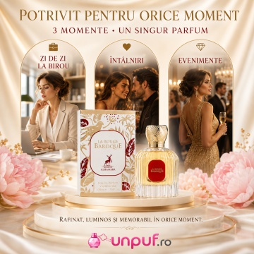 Parfum Arăbesc La Baroque Rouge Maison Alhambra EDP 100 ml Unisex, Inspirat Baccarat Rouge 540, Aromă Oriental Florală cu Șofran, Iasomie, Amberwood, Ambergris, Rășină de Brad și Cedru - Img 6