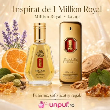 Parfum Arăbesc La Uno Million Royal Fragrance World 50 ml, Apă de Parfum Bărbat, Aromă Lemnos Ambrată Condimentată cu Bergamotă, Cardamom, Mandarină, Frunză de Violetă, Lavandă, Salvie, Benzoin, Cedru, Patchouli și Ambroxan - Img 8