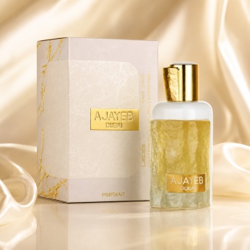 Parfum Arăbesc Lattafa Ajayeb Dubai Portrait 100 ml, Apă de Parfum Unisex, Aromă Fructată Exotică cu Lămâie, Portocală, Mango, Iasomie, Mosc, Oud, Ambră și Lemn de Santal
