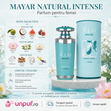 Parfum Arabesc Lattafa Mayar Natural Intense EDP 100 ml, Damă, Proaspăt Acvatic și Floral Fructat - Img 10