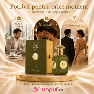 Parfum Arăbesc Lattafa Pride Awaan Gold EDP 100 ml Unisex, Inspirat Coco Mademoiselle, Aromă Citric Florală cu Bergamotă, Portocală, Floare de Portocal, Iasomie, Patchouli, Lemn de Santal și Mosc - Img 6