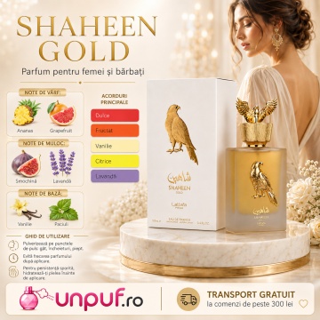 Parfum Arăbesc Lattafa Pride Shaheen Gold 100 ml, Apă de Parfum Unisex, Aromă Oriental Fresh Fructată cu Grapefruit, Lavandă, Ananas, Vanilie și Patchouli - Img 5