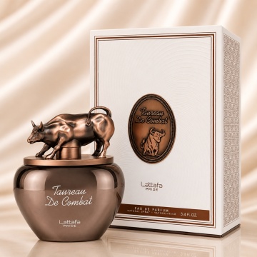 Parfum Arăbesc Lattafa Pride Taurean De Combat 100 ml, Apă de Parfum Unisex, Aromă Cald Condimentată cu Ambră, Cardamom, Tutun, Scorțișoară, Tonka și Vanilie