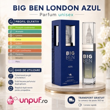 Parfum Arăbesc Le Chameau Big Ben London Azul EDP 85 ml Unisex, Aromă Aromatic Orientală cu Citrice, Condimente, Lavandă, Flori Albe, Cedru, Ambră și Mosc - Img 9