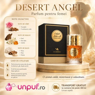 Parfum Arăbesc Le Chameau Desert Angel EDP 100 ml Unisex, Inspirat Angels’ Share Anniversary Edition, Aromă Caldă cu Coniac, Scorțișoară, Tonka, Stejar, Praline, Vanilie și Lemn de Santal - Img 9