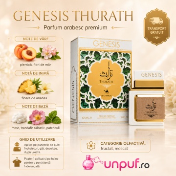 Parfum Arăbesc Le Chameau Genesis Thurath EDP 100 ml Damă, Inspirat Madawi Arabian Oud, Aromă Fructată și Moscată cu Piersică, Flori de Măr, Floare de Ananas, Mosc, Trandafir Sălbatic și Patchouli - Img 9