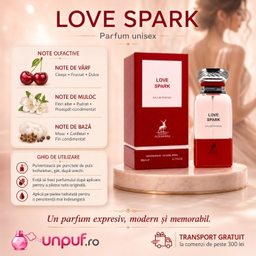 Parfum Arăbesc Love Spark Maison Alhambra EDP 80 ml Unisex, Inspirat Cherry Buzz / Electric Cherry Tom Ford, Aromă Oriental Florală cu Cireașă, Ghimbir, Iasomie Sambac, Mosc și Piper Roz - Img 9
