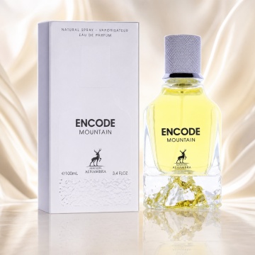 Parfum Arăbesc Maison Alhambra Encode Mountain 100 ml, Apă de Parfum Bărbați, Inspirat Explorer Platinum, Aromă Oriental Lemnoasă Fresh cu Bergamotă, Condimente, Fructe Ușoare, Iasomie, Note Lemnoase, Trandafir, Cedru, Ambră, Mosc și Vanilie