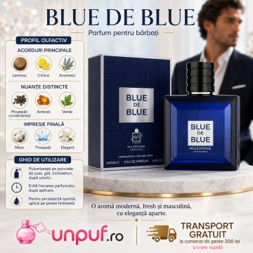 Parfum Arăbesc Milestone Blue De Blue EDP 100 ml Bărbat, Inspirat Bleu de Chanel, Aromă Acvatic Proaspătă cu Note Marine, Bergamotă, Grepfrut, Lavandă, Salvie, Ambroxan, Cedru și Mosc - Img 9