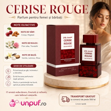 Parfum Arăbesc Milestone Cerise Rouge EDP 100 ml Unisex, Inspirat Lost Cherry, Aromă Fructat Gurmandă cu Cireșe, Fructe Roșii, Migdale Amare, Lichior de Cireșe, Iasomie, Trandafir, Tonka, Lemn Dulce, Mosc și Vanilie - Img 9