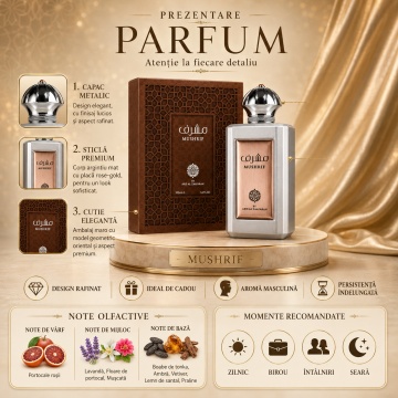 Parfum Arăbesc Mushrif Ard Al Zaafaran 100 ml, Apă de Parfum Unisex, Damă, Bărbat, Aromă Lemnos Orientală, Inspirat Le Male Elixir - Img 3