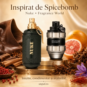 Parfum Arăbesc Nuke Fragrance World 100 ml, Apă de Parfum Bărbat, Aromă Oriental Condimentată Explozivă cu Grapefruit, Bergamotă, Piper Roz, Paprika, Scorțișoară, Șofran, Tutun, Ambră, Piele și Vetiver - Img 8
