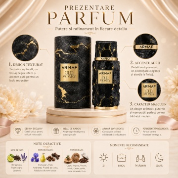 Parfum Arăbesc Old Money Armaf 100 ml, Apă de Parfum Bărbați, Aromă Lemnos Ambrată Elegantă, Inspirat Dior Homme Intense - Img 2