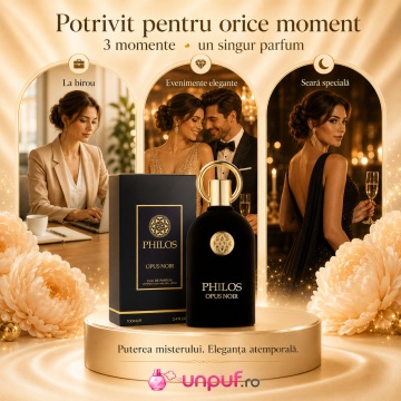 Parfum Arăbesc Philos Opus Noir Maison Alhambra EDP 100 ml Unisex, Inspirat Opera Xerjoff, Aromă Lemnos Floral Mosc cu Fructe, Trandafir, Ylang-Ylang, Ambră, Nucșoară, Piele, Cedru, Mosc, Paciuli, Vanilie și Vetiver - Img 6