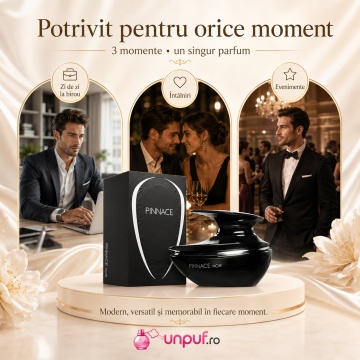 Parfum Arăbesc Pinnace Noir French Avenue 100 ml, Apă de Parfum Unisex, Damă și Bărbat, Inspirat Bottled Intense Boss, Aromă Lemnoasă Condimentată și Aromatic Orientală cu Citrice, Măr, Scorțișoară, Acorduri Aromatice, Flori Albe, Vanilie, Lemn, Accente P - Img 6