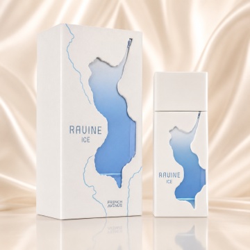 Parfum Arăbesc Ravine Ice French Avenue EDP 100 ml Unisex, Inspirat Pacific Rock Moss, Aromă Aromatic Acvatică Rece cu Grapefruit, Lămâie, Mentă, Geranium, Lavandă, Note Marine, Ambroxan, Cedru și Mosc