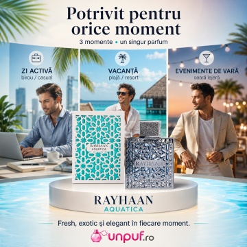 Parfum Arăbesc Rayhaan Aquatica EDP 100 ml pentru Bărbați, Aromă Fresh Exotică, Citrice, Cocos, Bergamotă, Rom și Mosc - Img 7