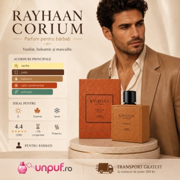 Parfum Arăbesc Rayhaan Corium pentru Bărbați 100 ml, Vanilat Pielos Balsamic, Leather Collection - Img 6