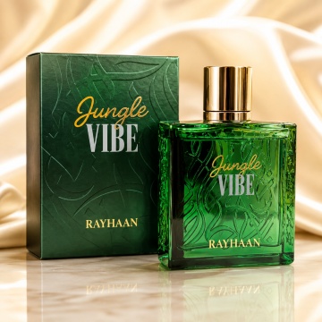 Parfum Arăbesc Rayhaan Jungle Vibe EDP 100 ml Unisex, Inspirat Santal Greenery, Aromă Aromatic Orientală Verde Fresh cu Citrice, Condimente, Note Proaspete, Flori Albe, Lavandă, Note Calde, Lemn de Cedru, Ambră și Mosc
