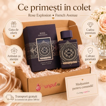 Parfum Arăbesc Unisex Rose Explosion French Avenue 80 ml, Apă de Parfum, Inspirat de Atomic Rose Initio, Aromă Florală Intensă cu Fructe Roșii, Note Verzi, Bergamotă, Flori Albe, Iasomie, Trandafir, Cedru, Mosc și Vanilie - Img 4