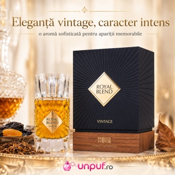 Parfum Arăbesc Unisex Royal Blend Vintage French Avenue 100 ml, Extract de Parfum, Inspirat de Sauvage Dior, Aromă Oriental Ambrată cu Citrice, Condimente, Șofran, Rășini, Flori Albe, Note Balsamice, Vanilie, Cedru, Ambră și Mosc - Img 4